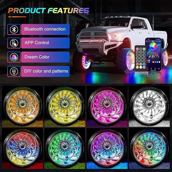 Nilight 4PCS 17.5inch Wheel Ring Lights Deram Color - Image 5
