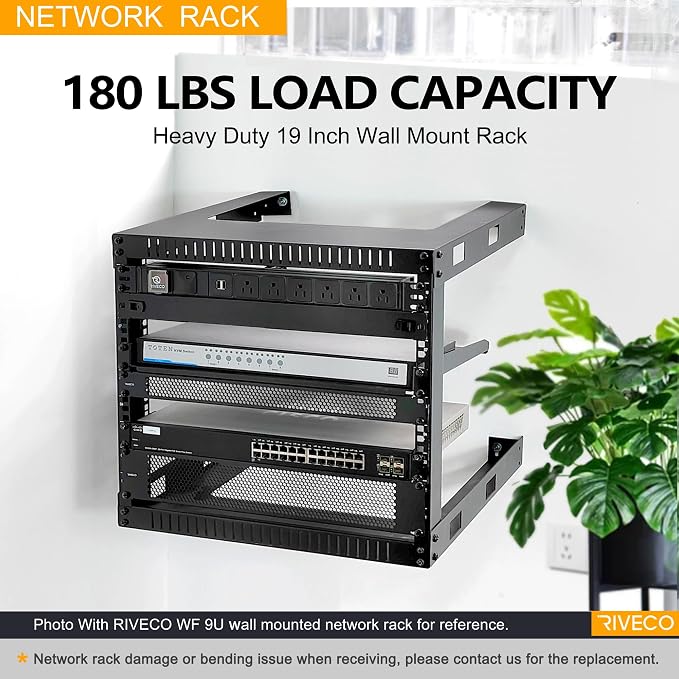 RIVECO 18U 19" Wall Mount Server Rack – 17.7" Deep 2 Post Open Frame Cabinet - Image 4