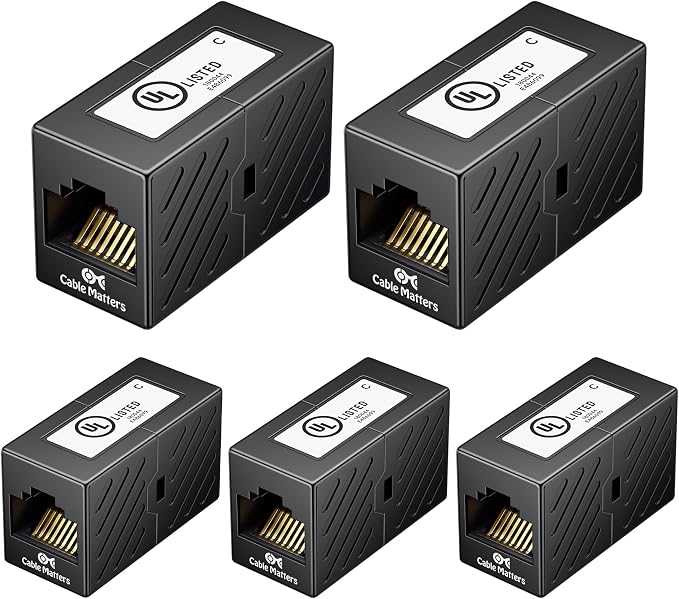 Cable Matters 5-Pack 10Gbps Cat 6 Ethernet Coupler in Black, Compatible by CableMatters