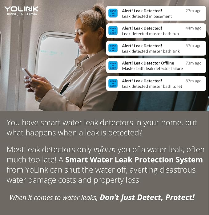 YoLink Smart Home Starter Kit: Hub & 2-Pack Water Leak Sensor 1, LoRa Up to 1/4 - Image 9