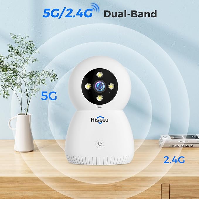 Hiseeu Indoor Security Camera, 2.4G/5G 5MP Baby Monitor Pet Camera - Image 4