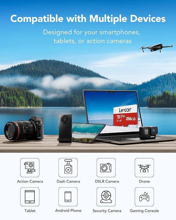 Lexar E-Series 256GB Micro SD Card, microSDXC UHS-I Flash Memory Card - Image 3
