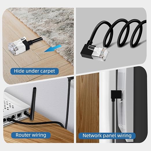 Flexible Cat 6 Ethernet Cable 90° Right Angled 3.3 Feet, Ultra Thin & Slim Rj45 - Image 4