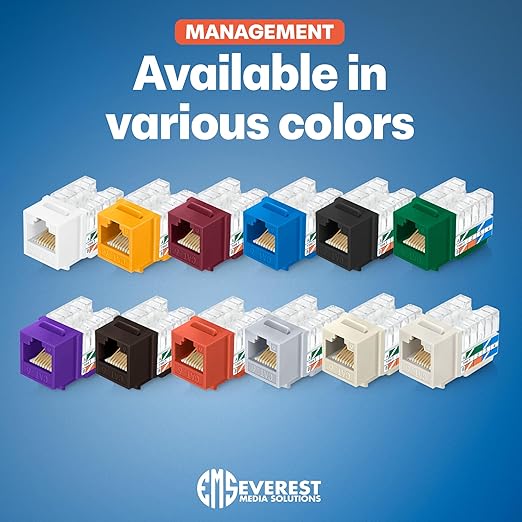 Everest 90° Angled RJ45 Cat6 Keystone Jacks 20-Pack in Red - Image 7