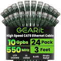 GEARit Cat 6 Ethernet Patch Cables 3 ft Green, CAT6 High Speed 24AWG 10Gbps by GEARit