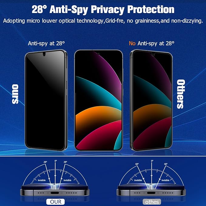 Galaxy S23 Privacy Screen Protector Tempered Glass, 9H Hardness 2D Curved Full - Image 2