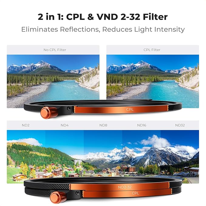 K&F CONCEPT 67mm Magnetic 1s Swap 5-Pack: CPL + VND2-32 + Black Diffusion 1/4 + - Image 5