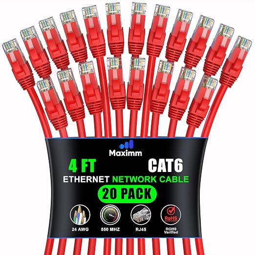 Maximm Cat 6 Ethernet Cable 4 ft by MaximmCable
