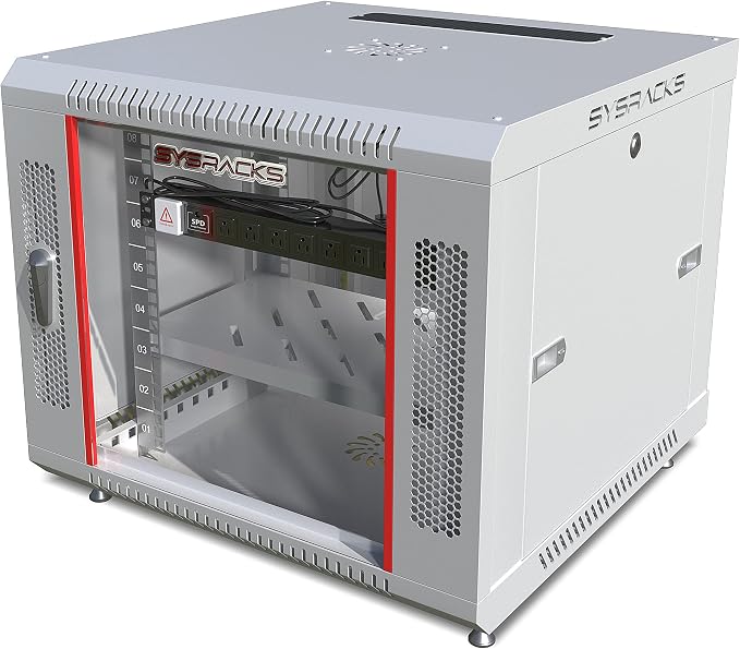 9U Wall Mount Server Rack Cabinet – 19" Network Rack Enclosure, PDU & Shelf by SYSRACKS