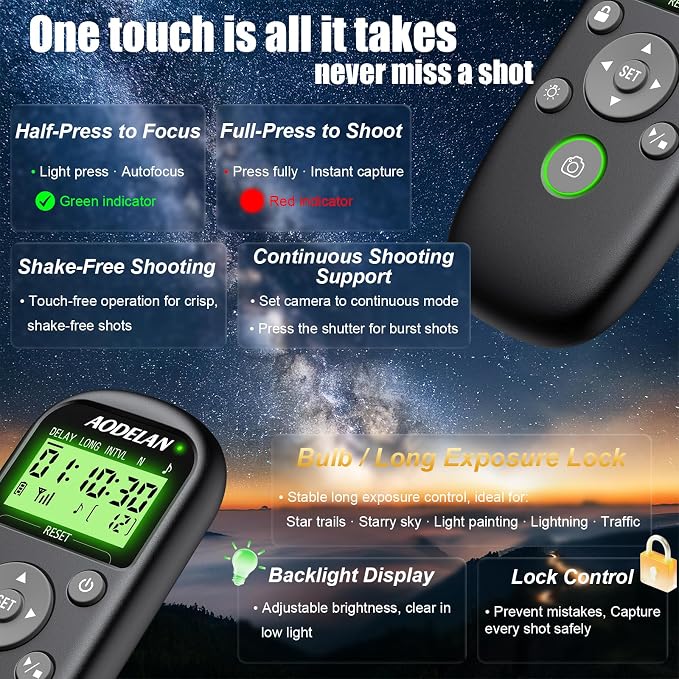 for Nikon Cameras Wireless Rechargeable Timer Shutter Release Remote Control - Image 7