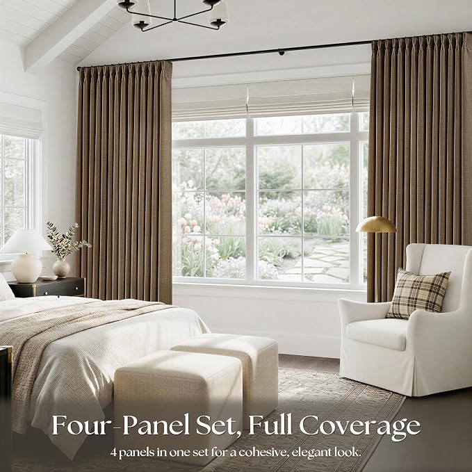 Pinch Pleated Dark Brown Curtains 90 Inches Long - Image 6