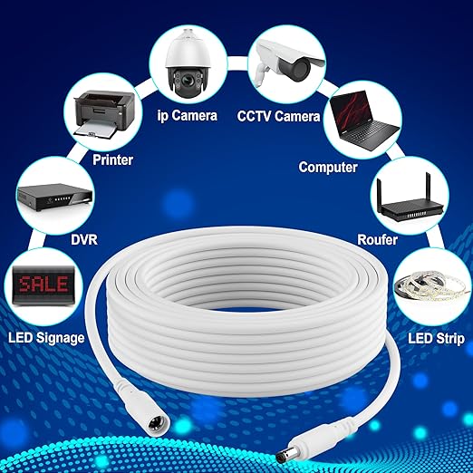 12V DC Power Extension Cable 25 FT, 5.5 mm x 2.1 mm 5521 Male to Female Supply - Image 4