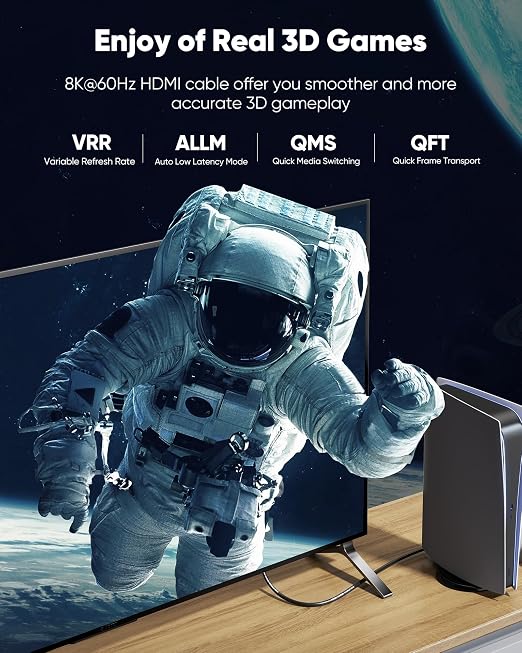Highwings 10K 8K HDMI Cable 5FT, 4K@120Hz 144Hz HDMI 2.1 Cord Ultra High Speed - Image 5