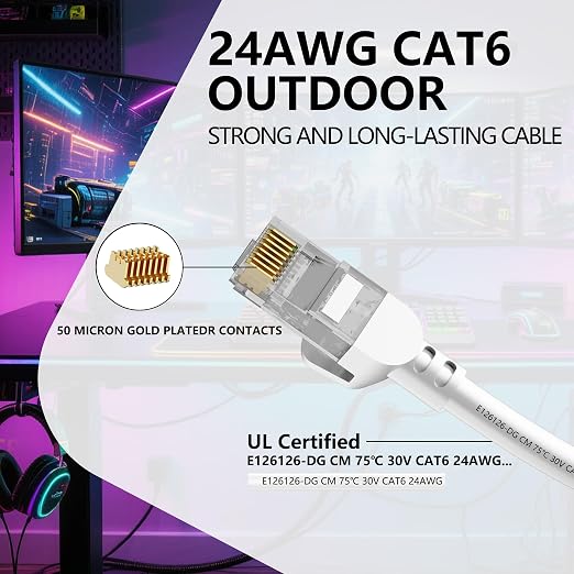 Jadaol Cat6 1ft 10 Pack Patch Cable, 10Gbps High-Speed Ethernet, Support Cat8/7 - Image 2