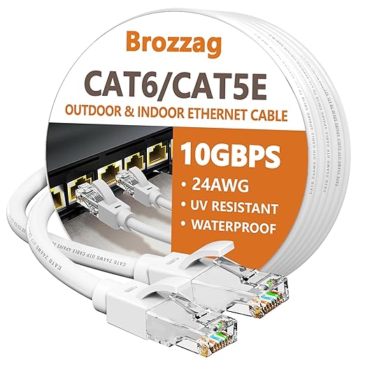 Ethernet Cable 60ft For Cat6/Cat5E, 10Gbps Compatible by Brozzag