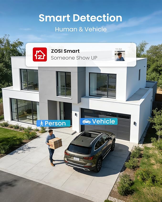 ZOSI 8CH 3K Lite Home Wired Security Camera System, AI Human Vehicle Detection - Image 2