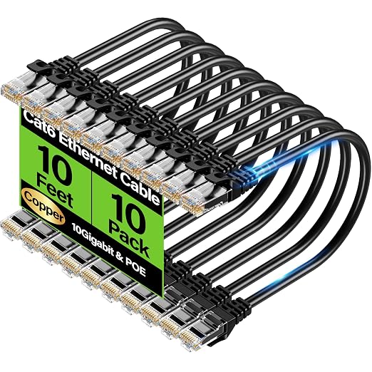 Cat6 Ethernet Cable 10Gbps 10 ft, UTP Ethernet Cable Cat 6, Flexible Bare by Unknown