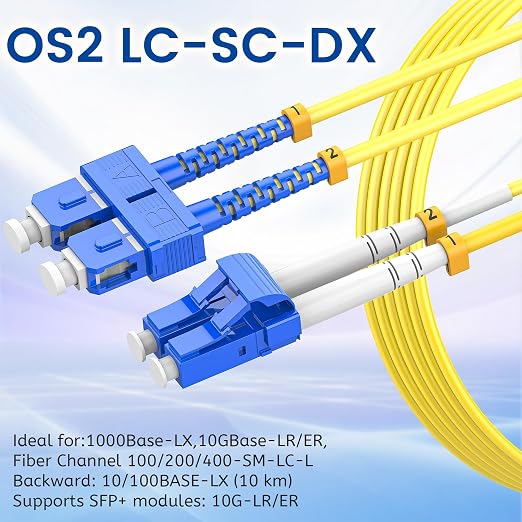SpeedyCables- 1M/3ft OS2 LC to SC Single Mode Fiber Patch Cable, 1G/10G Duplex - Image 3
