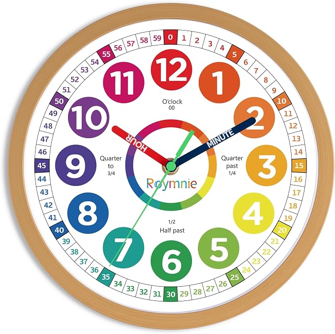 Roymnie14 Inch Wall Clock for Kids Learning to Tell Time Large Analog Silent by Unknown