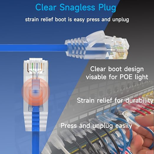 Cat6a Slim Ethernet Patch Cable 14 ft, Cat6a Patch Cable - Image 4
