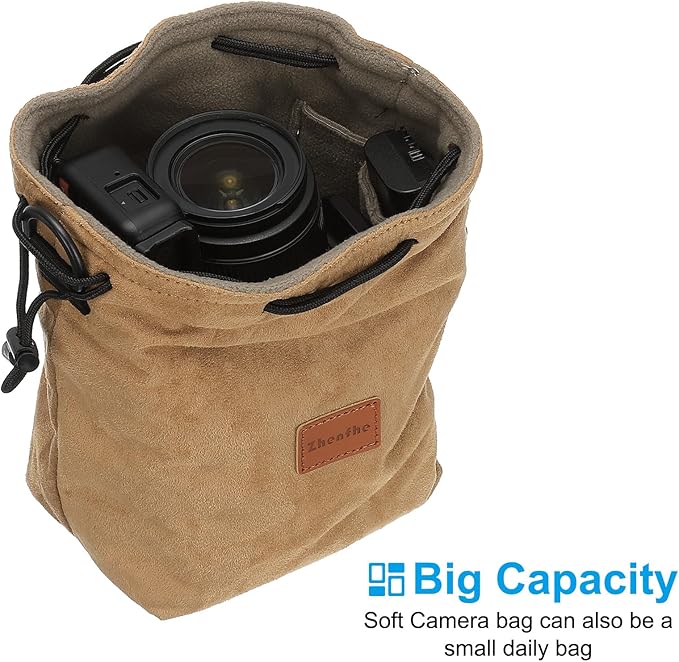 PATIKIL Camera Lens Pouch, M Size Drawstring Case, Flannel Handbag - Image 4