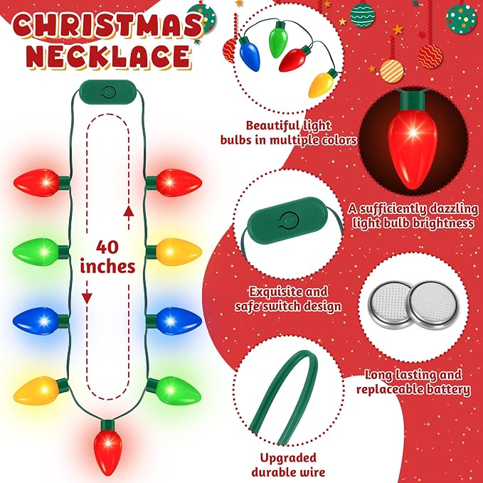 QZYL 36 Pcs Christmas Necklace, 40 In Light Up Christmas Necklaces, Colorful 9 - Image 2