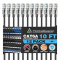 CableGeeker Patch Cables Cat6a 10ft Slim, Cat6 Ethernet Patch Cable 10G Support by CableGeeker