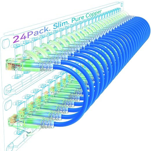 Sokqovt Cat6a Slim Ethernet Patch Cable 3ft, Flexible 10G 550MHZ, 28AWG Pure by Unknown