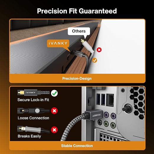 IVANKY Optical Audio Cable 15ft/4.5M Long Digital Audio Optical Cable - Image 5