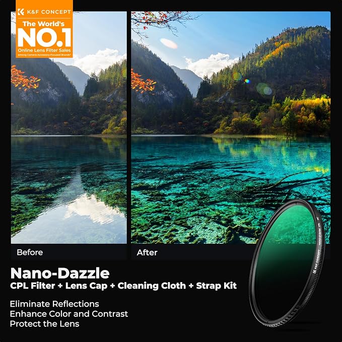 K&F CONCEPT 77mm Circular Polarizer Lens Filter - Image 2