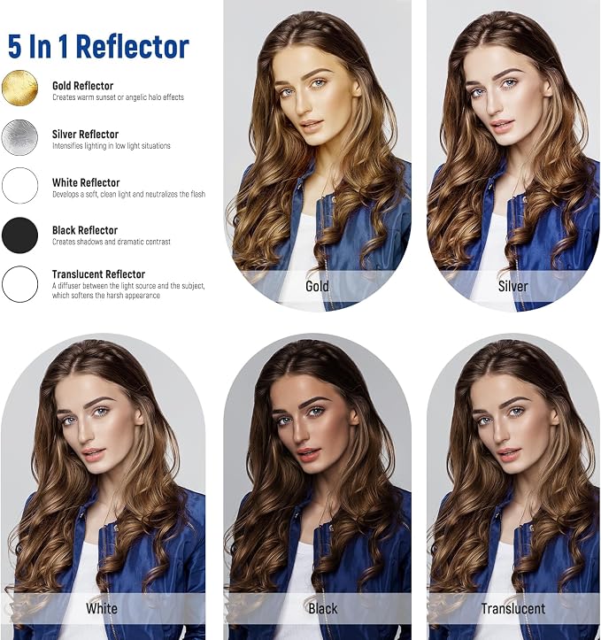 NEEWER 51 Inch/130 Centimeter Light Reflector Diffuser 5 in 1 Collapsible Multi - Image 2