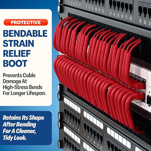 Everest Ultra Slim Cat6a Ethernet Patch Cables 0.5ft Red - Image 3