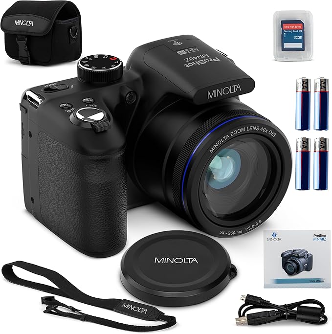 Minolta MN40Z 20MP Digital Camera – 40x Optical Zoom, 1080p FHD Video, 3.0" LCD by Minolta