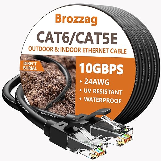 Ethernet Cable 100ft For Cat6/Cat5E, 10Gbps Compatible by Brozzag