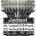 Jadaol Cat6 1.5ft 24 Pack Patch Cable, 10Gbps High-Speed Ethernet Patch Cable by Jadaol