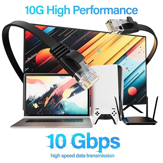 Cat 6 Flat Ethernet Cable 50 FT, UTP 10Gbps High-Speed Cat6 Ethernet Cable - Image 2
