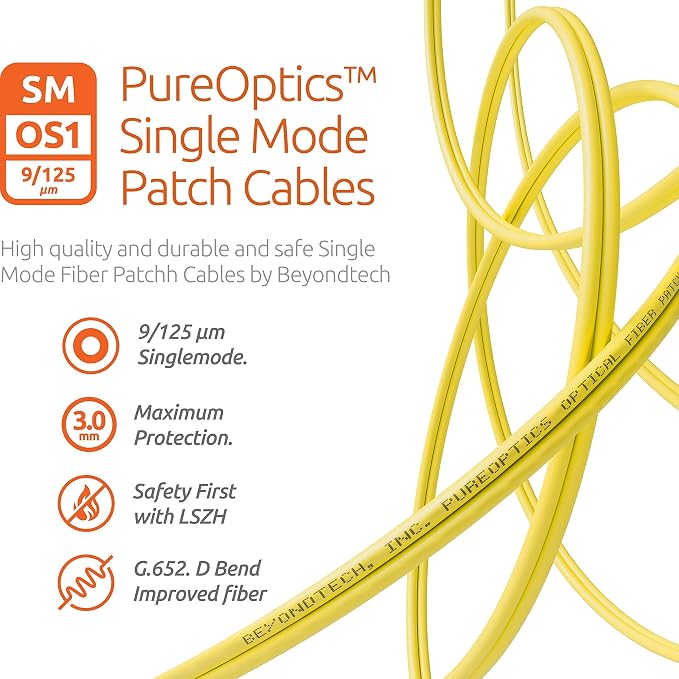 BEYONDTECH 2m LC to LC Fiber Patch Cable – UPC Single-Mode Duplex Fiber Optic - Image 4