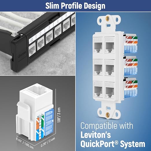 Everest 90° Angled RJ45 Cat5e Keystone Jacks 20-Pack in White - Image 6