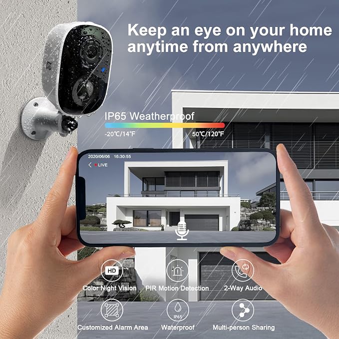 DCT 2Pcs Security Camera Wireless Outdoor, Battery Powered WiFi Surveillance - Image 2