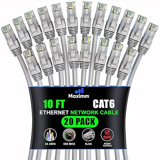 Maximm Cat 6 Ethernet Cable 10 ft by MaximmCable