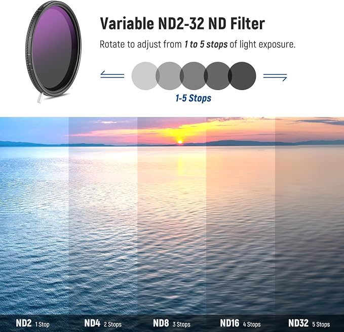 NEEWER HD True Colors 77mm Variable ND Filter ND2-512, VND Filter & Magnetic - Image 3
