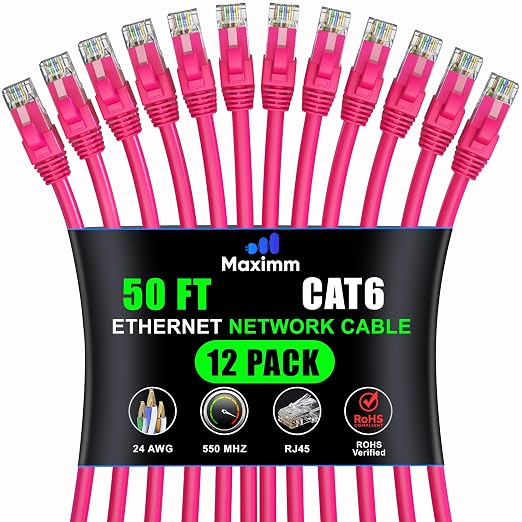 Maximm Cat 6 Ethernet Cable - 50 ft - High-Speed LAN by MaximmCable