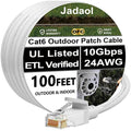 Cat 6 Outdoor Ethernet Cable 100 ft, Support Cat8 Cat7 Network, 10Gbps 24AWG by Jadaol