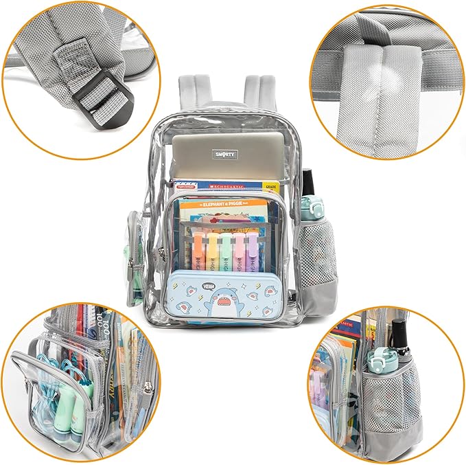 J.CARP Clear Bag Heavy Duty Backpack Durable Transparent See Through Bag - Image 4
