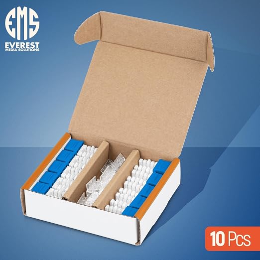 Everest 90° Angled RJ45 Cat6A Keystone Jacks 10-Pack in Blue - Image 2