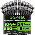GEARit Cat 6 Ethernet Patch Cables 5 ft Black, CAT6 High Speed 24AWG 10Gbps by GEARit