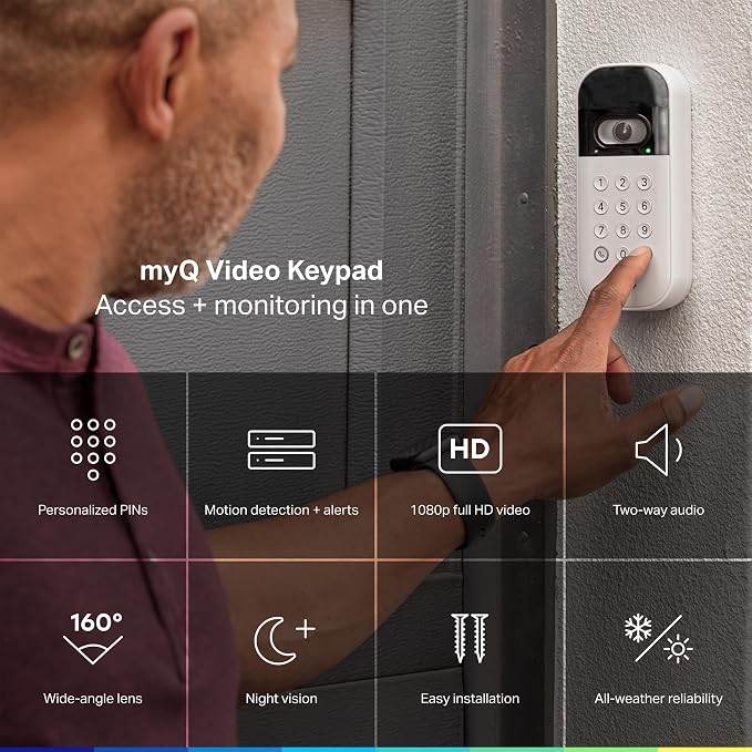 myQ Smart Garage Starter Kit: Garage Door Video Keypad + Wired Power Adapter - Image 3