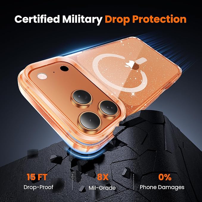 toushion 3 in 1 for iPhone 17 Pro Max Case Clear Glitter, Fits MagSafe - Image 3