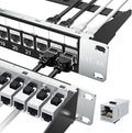 Jadaol 24-Port Shielded Cat6A Patch Panel, 19” 1U Rackmount/Wall Mount by Jadaol