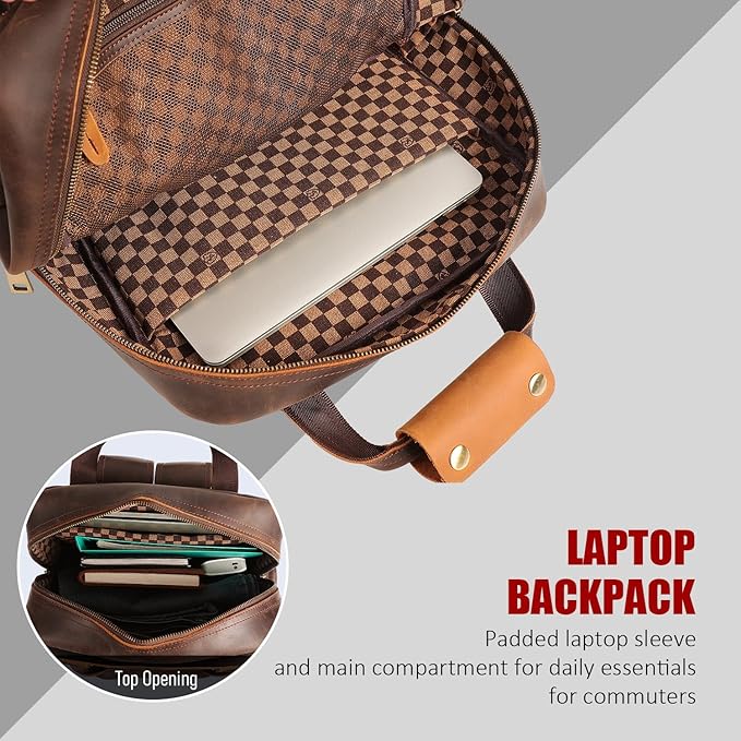STAR VISTA Bernini Vintage Full Grain Leather Camera Backpack - Image 4